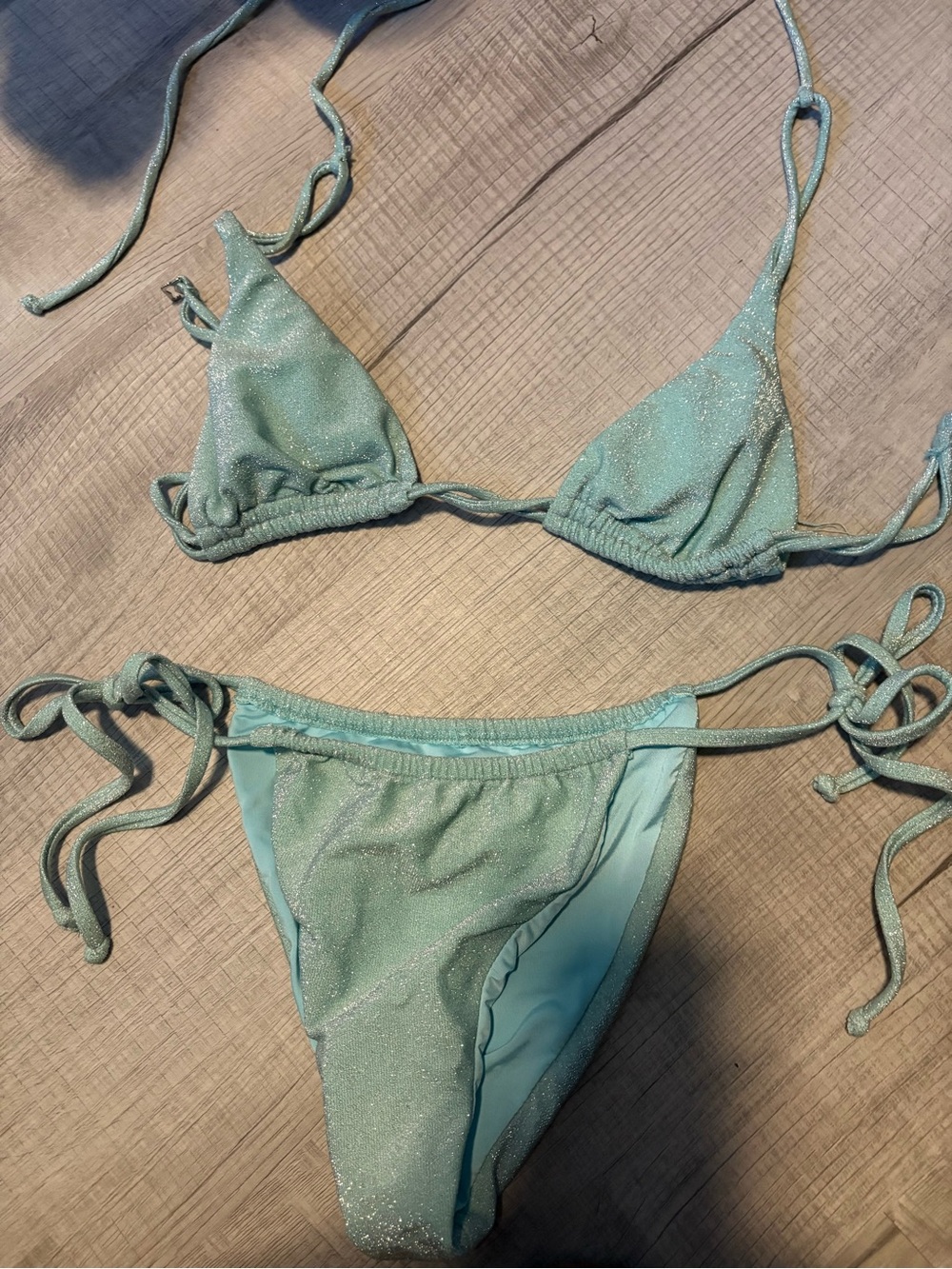 Dippin' Daisy's Sparkling Light Teal Green String Bikini